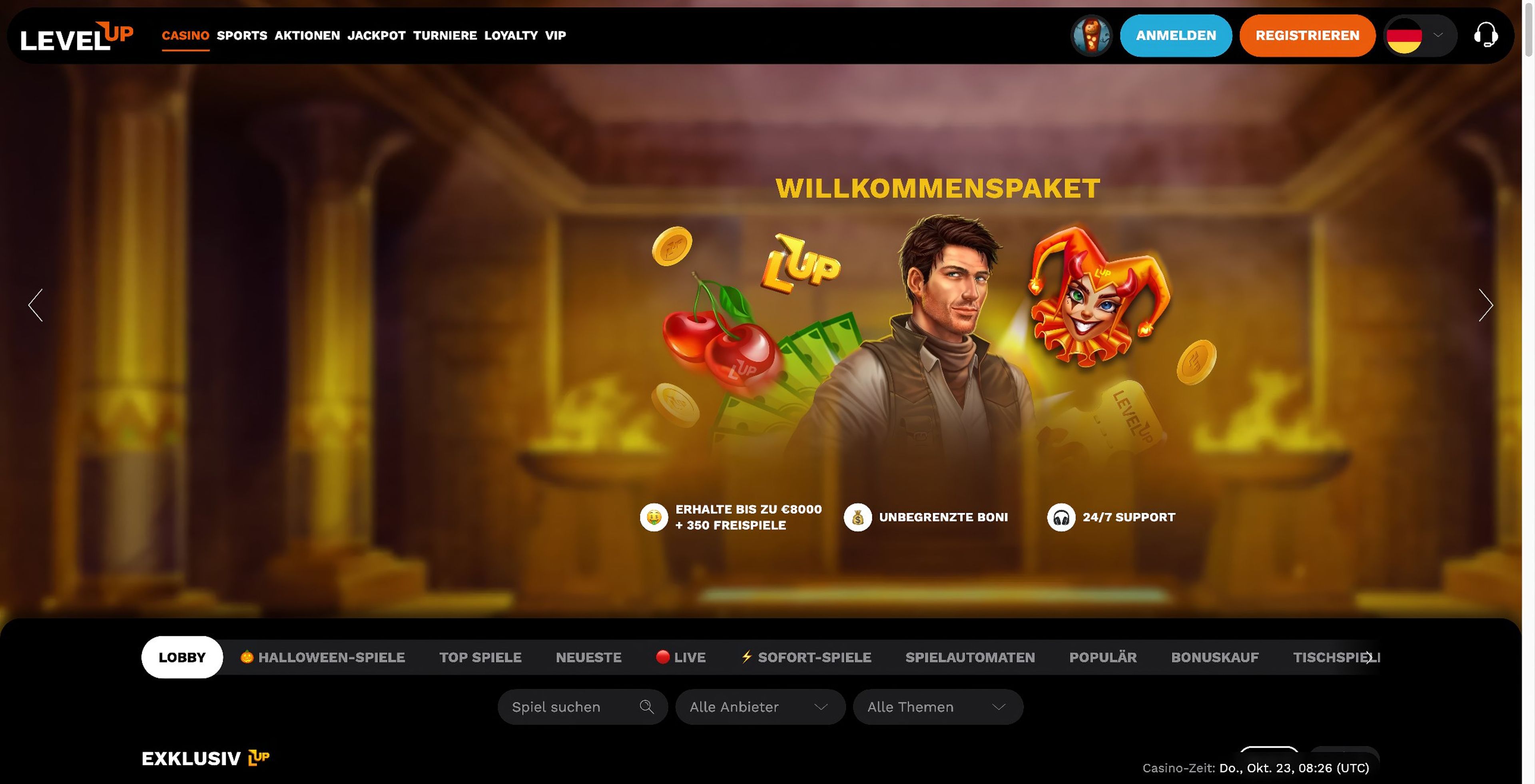 LevelUp Casino desktop screenshot 1